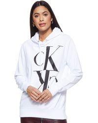 Calvin Klein Mirrored Monogram Hoodie Suéter - Blanco