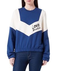 Love Moschino - Regular fit Long-Sleeved Roundneck Sweatshirt in 100% Cotton Fleece with Contrast Color Inserts on The Front - Lyst