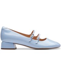 Clarks - Daiss30 Shine Leather Shoes In Light Blue Standard Fit Size 5 - Lyst