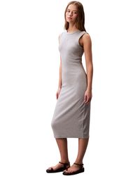 Calvin Klein - Bodycon Kleid Contour Midi Gerippt - Lyst