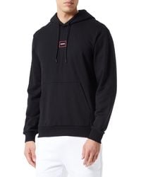 HUGO - Dorage Relaxed-Fit Kapuzenpullover aus French Terry mit eingerahmtem Logo Schwarz XL - Lyst