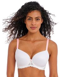 Freya - Offbeat Underwire Demi Molded Plunge T-shirt Bra White - Lyst