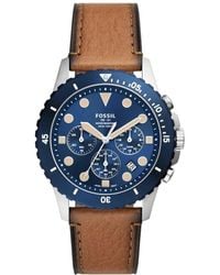 Fossil - Fb-01 Chrono Quartz Stainless Steel And Leather Chronograph Watch - Lyst