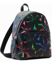 Desigual - Small Backpack With Die-cut Flowers - Lyst