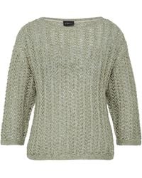 S.oliver - Semitransparenter Pullover aus Ajourstrick mit Pailletten olivgrün M - Lyst