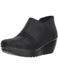 skechers black wedge boots