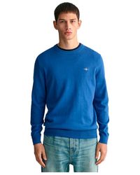 GANT - Classic Cotton C-Neck Maglione - Lyst