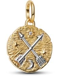 PANDORA - Medallón de plata de ley con chapado en oro de 14 quilates y - Lyst