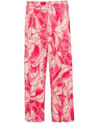 S.oliver - Plissierte Culotte mit All-Over-Print und Elastikbund pink 46 - Lyst