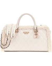 Guess - Handtasche Schultertasche Christi Shoulder Satchel Bag Bone creme - Lyst