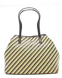Guess - Schoudertas Met Gouden En Zwarte Strepen - Lyst