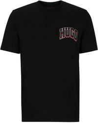 HUGO - Cotton-jersey Regular-fit T-shirt With Sporty Logo - Lyst