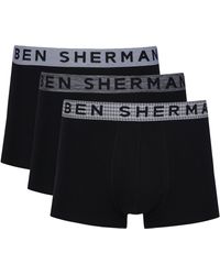 Ben Sherman - Boxer Shorts in Black | Cotton Rich Trunks with Elasticated Waistband - Lyst