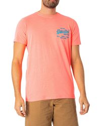 Superdry - Neonfarbenes T-Shirt mit Vintage-Logo Neonrot XXXL - Lyst