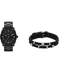 Fossil - Orologio da uomo in acciaio inossidabile nero e bracciale Bronson color argento - Lyst