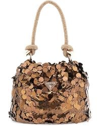 Guess - Avondtas Schoudertas Holiday Shine Pochette Mini Bronze Brons - Lyst