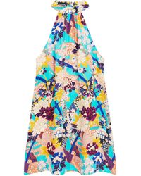 Superdry - Ärmelloses Minikleid mit Print Aqua NI Hanadukushi 40 - Lyst