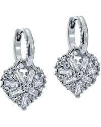 Ted Baker - Cherise Crystal Cluster Heart Huggie Drop Earrings For - Lyst