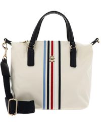 Tommy Hilfiger - , , Poppy Small Tote Corp, Tote, Beige, One Size, Calico, Eén Maat, Onbezorgd - Lyst