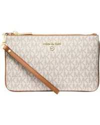 Michael Kors - Jet Set Charm Medium Top Zip Wristlet Vanilla/acorn One Size - Lyst