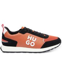 HUGO - Running-inspired Trainers In Mixed Materials With Stacked Logo - Lyst