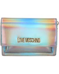 Love Moschino - Moschino Borsa donna Love tracolla in ecopelle argento iridescente B24MO46 JC4095 Piccola - Lyst