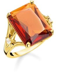 Thomas Sabo - Ring Stein Orange groß mit Stern 925 Sterlingsilber - Lyst