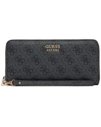 Guess - Brenton SLG Large Zip Around Wallet L Coal Logo - Lyst