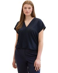 Tom Tailor - Plussize Basic Blusen-Shirt mit Lochstickerei-Details - Lyst