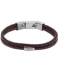 Fossil - Bracciale multifilo All Stacked Up da uomo in pelle marrone - Lyst