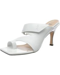 HUGO Square-toe Mules In Leather With Strap Detail - White