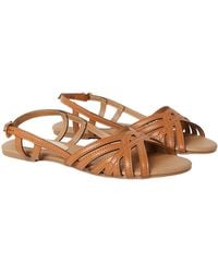 Dorothy Perkins - Fiona Faux Leather Lattice Peep Toe Slingback Flat Sandals - Lyst
