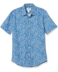 Amazon Essentials Slim-fit Short-sleeve Casual Poplin Shirt - Blue