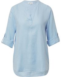 S.oliver - Leinenmix-Bluse mit Turn-up hellblau 36 - Lyst