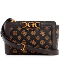 Guess - Dagan Mini Crossbody Top Zip Mocha Logo - Lyst