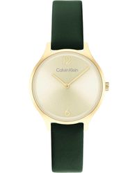 Calvin Klein - Analogue Quartz Watch For Women With Green Leather Strap - 25200147 - Lyst