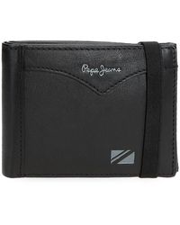 Pepe Jeans - Jacket Wallet With Elastic Strap Black 11.5x8.5x1cm Leather By Joumma Bags - Lyst
