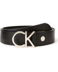 Calvin Klein - Black Leather Belt - Gold Metal Signature Logo Buckle - 75cm / 29.5" Length - 100% Genuine - Lyst