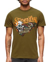 Superdry - T-Shirt mit Tattoo-Schriftzug Tannengrün XXL - Lyst