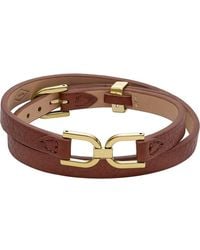 Fossil - Heritage D-Link Mahogany Leather Bracelet - Lyst