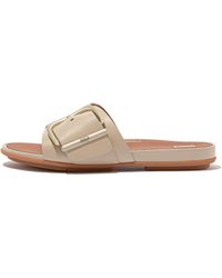 Fitflop - Gracie Maxi-buckle Leather Slides Wedge Sandal - Lyst
