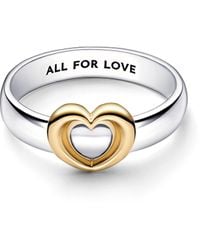 PANDORA - Radiant Two-tone Sliding Heart Ring - Lyst