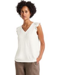 Street One - V-Neck Top mit Häkeldetails - Lyst