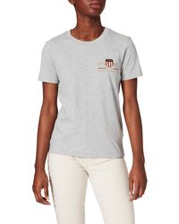 GANT - S Archive Shield T-shirt Regular Fit Short Sleeve Grey Mel L - Lyst
