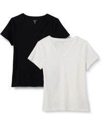 Amazon Essentials - T-shirt à ches Courtes et Col en V 100 % Coton - Lyst