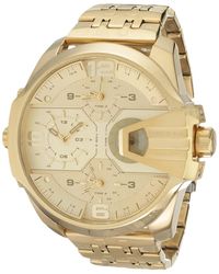 DIESEL - Dz7447 Gold Tone Stainless Steel Gold Chronograph Dial Uber Chief Three Hand Watch - Lyst