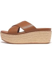 Fitflop - Eloise Espadrille Leather Wedge Cross Slides - Lyst