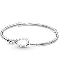 PANDORA - Moments Infinity Knot Snake Chain Bracelet - Lyst