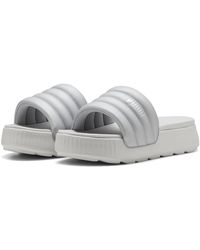 PUMA - Karmen Puffy Aqua Metallics Badslippers Voor 35.5 Silver Feather Gray Metallic - Lyst