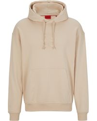 HUGO - Stacked-logo-embossed Hoodie In French Terry Cotton - Lyst